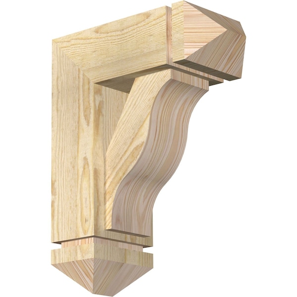 Ekena Millwork Funston Arts and Crafts Rough Sawn Bracket w/ Offset Brace, Douglas Fir, 6"W x 14"D x 18"H BKT0604X14X18FST03RDF - main